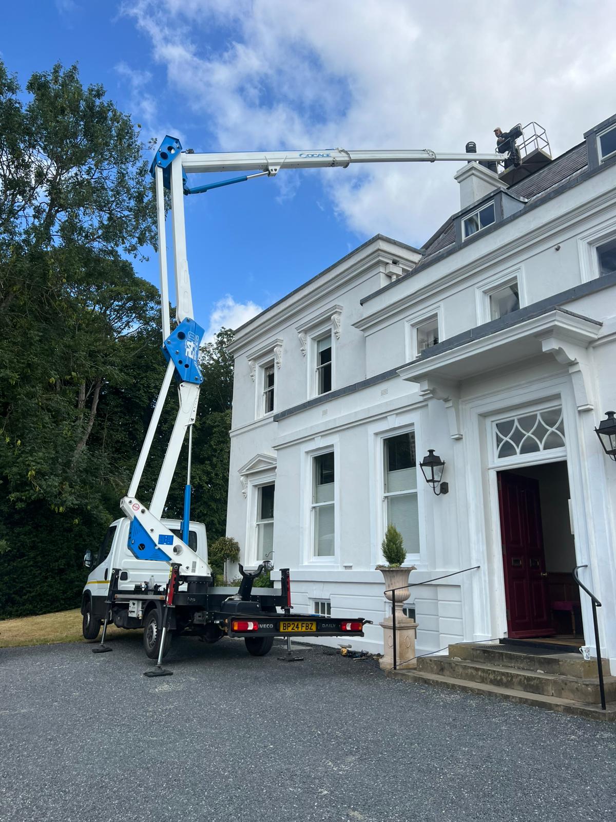 Chimney repair from cherry picker in Royston